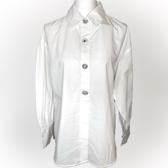 Oat New York Tops - OAT New York White 100% Cotton Long Sleeve Shirt Women Medium NWT